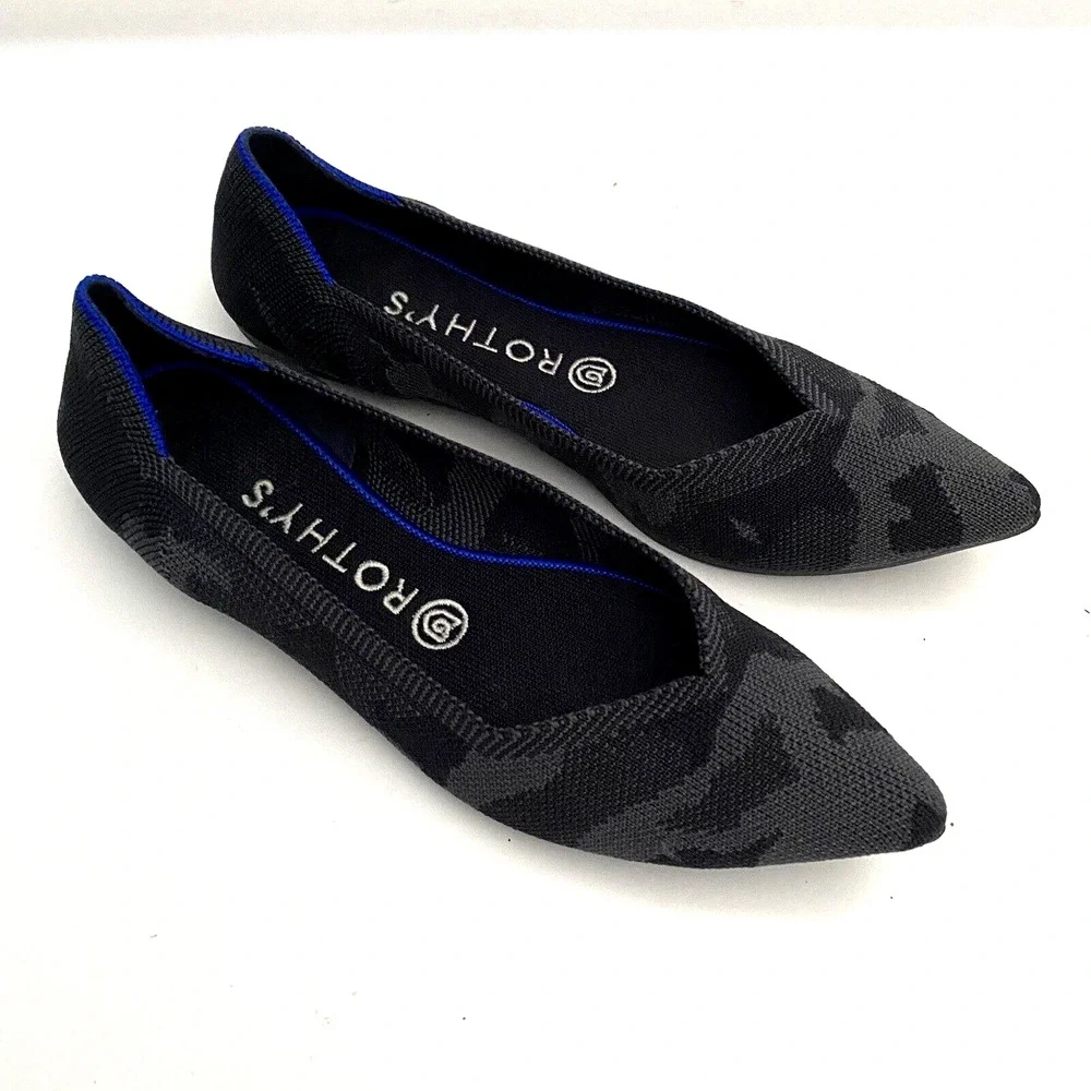 Rothy’s The Point Gray Camo Camouflage Retired Pointed Flats Ballet Shoe…